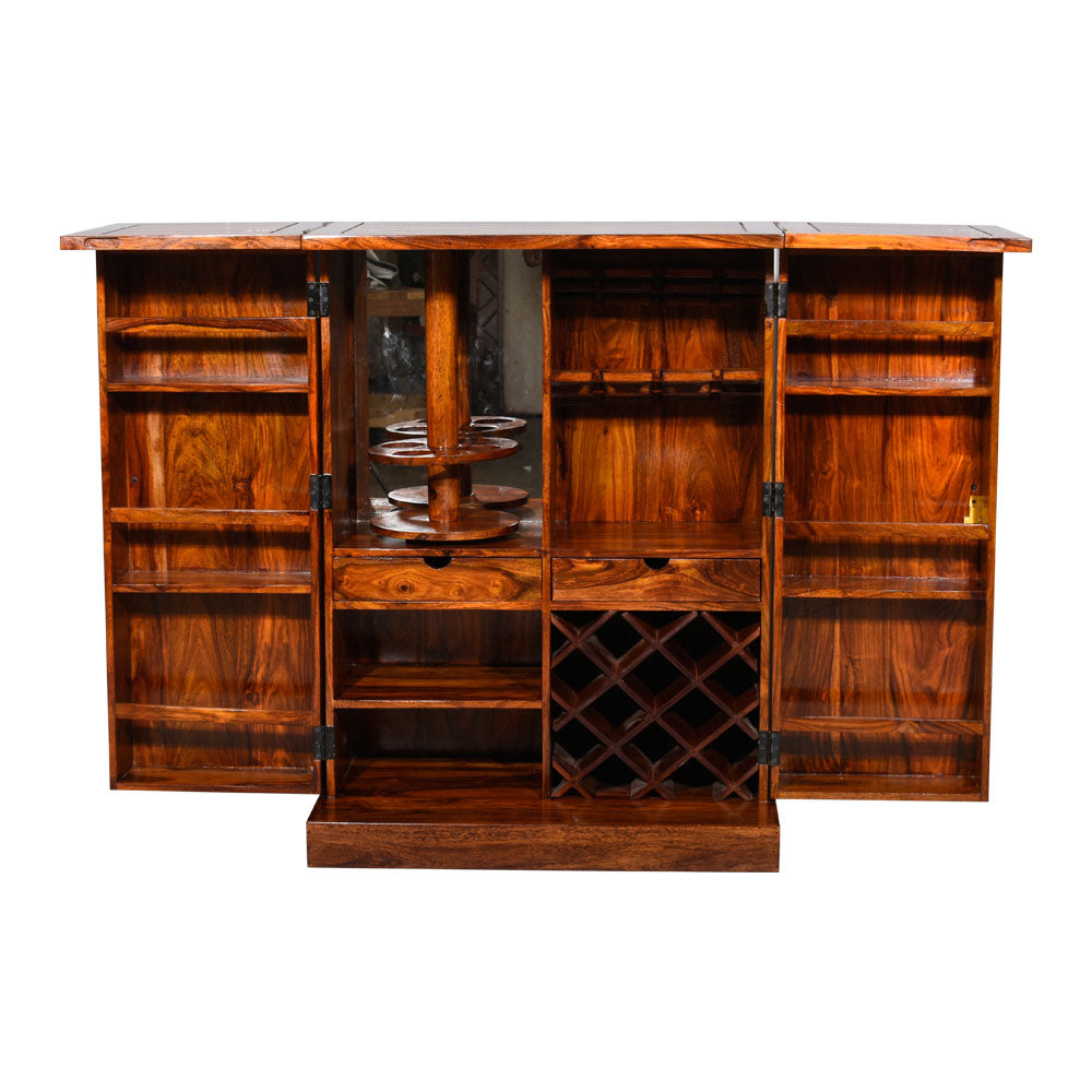 Xyla Bar Cabinet with Niwar Patti Design