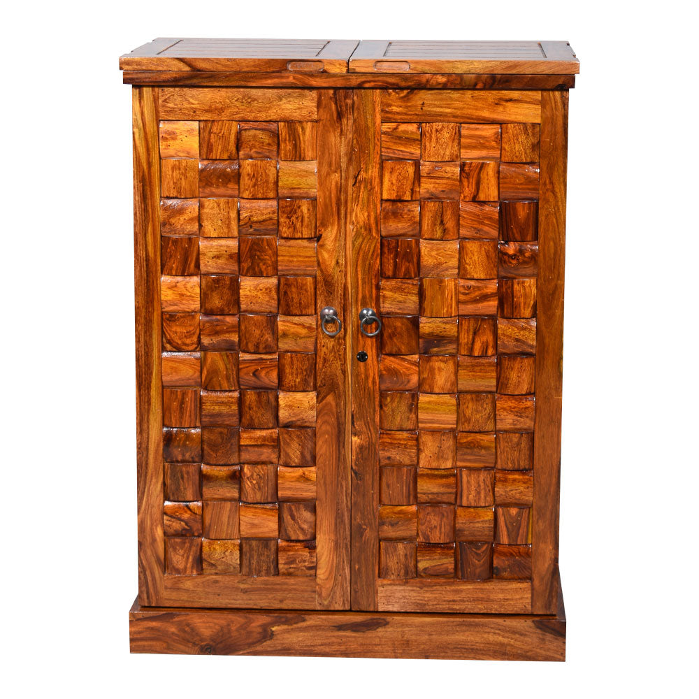 Xyla Bar Cabinet with Niwar Patti Design