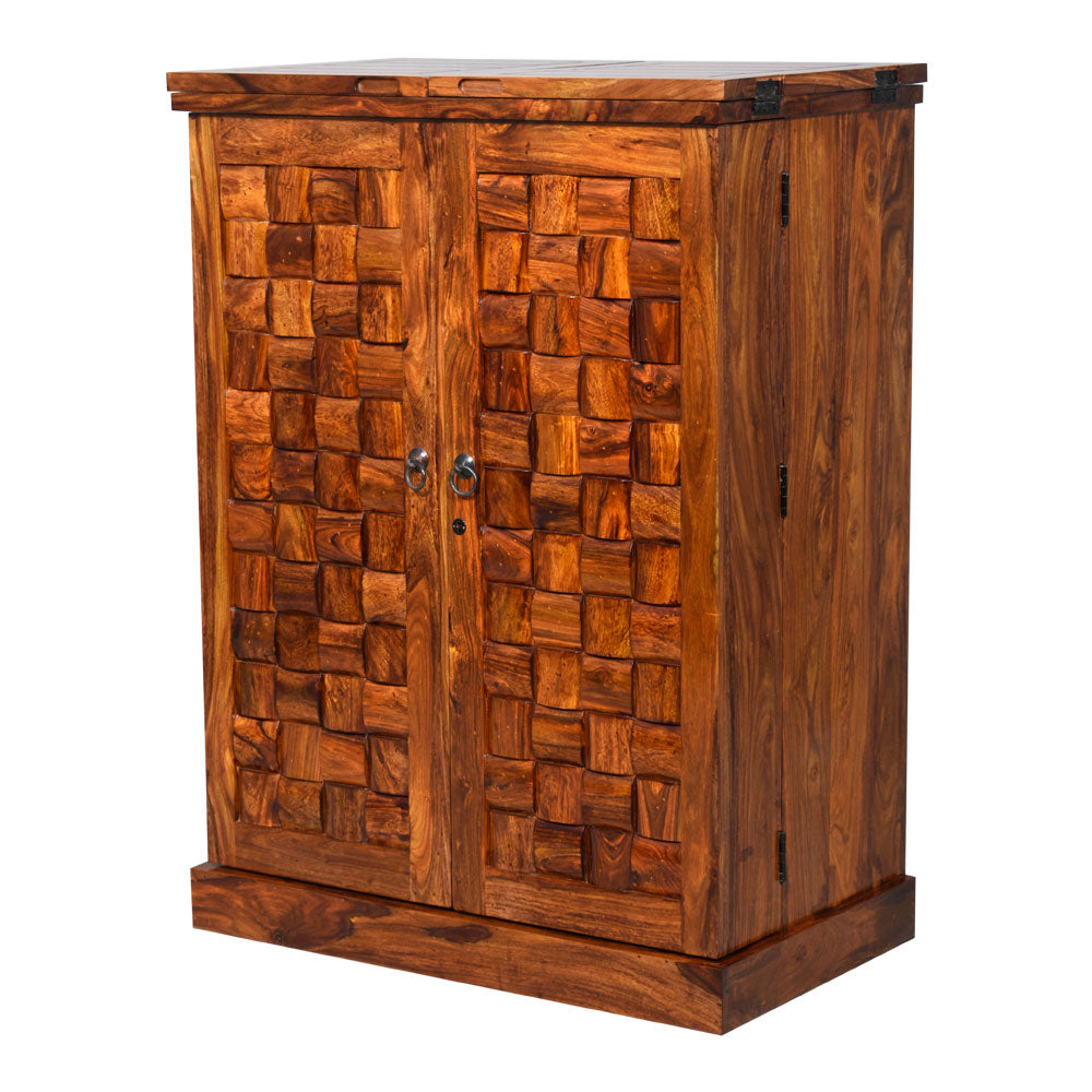 Xyla Bar Cabinet with Niwar Patti Design