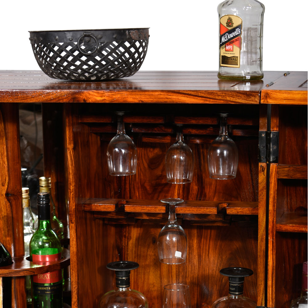 Xyla Bar Cabinet with Niwar Patti Design