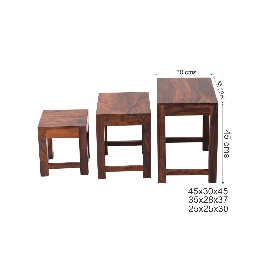 Hadassah Sheesham Wooden Stool set of 3