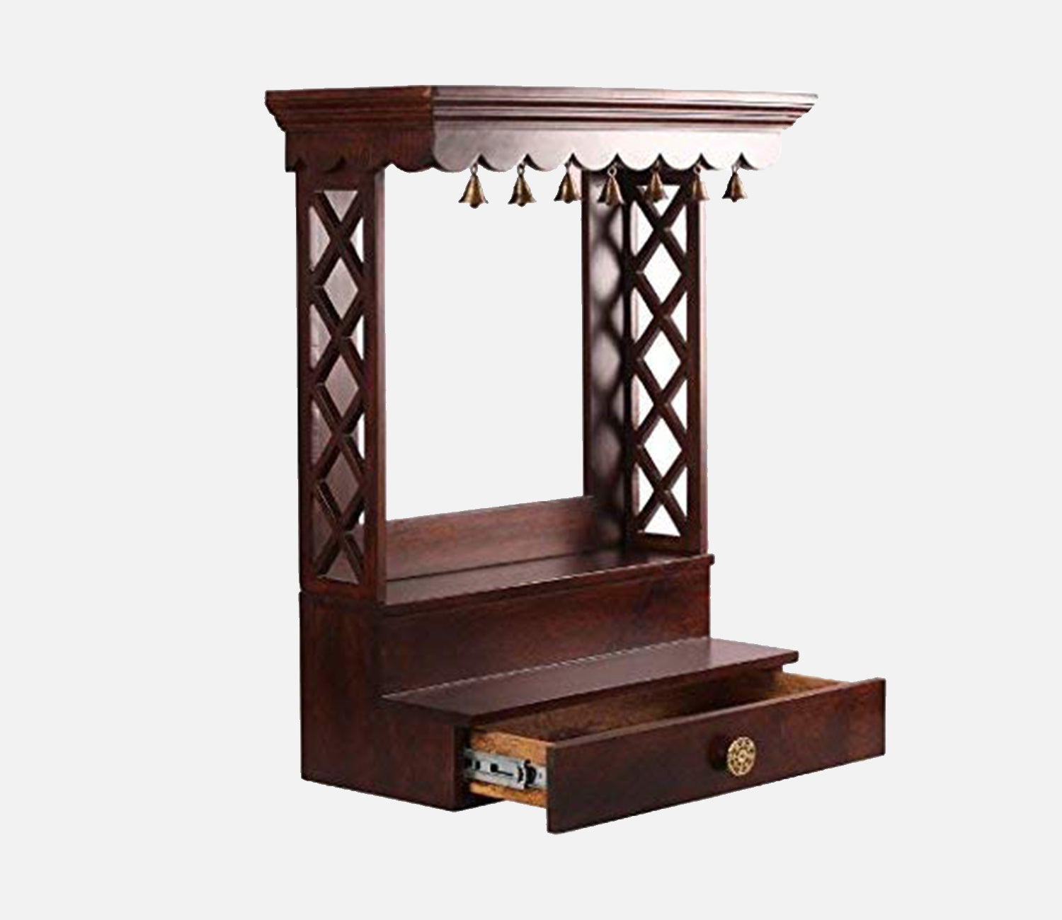 Sylas Sheesham Wood Wall Mounted Home Temple With Storage