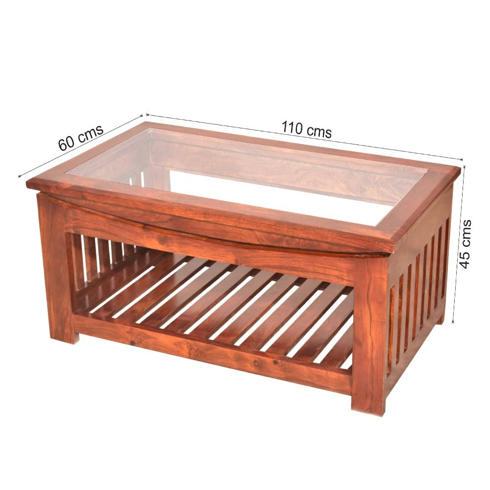 Remington wood Glass Top Center Table