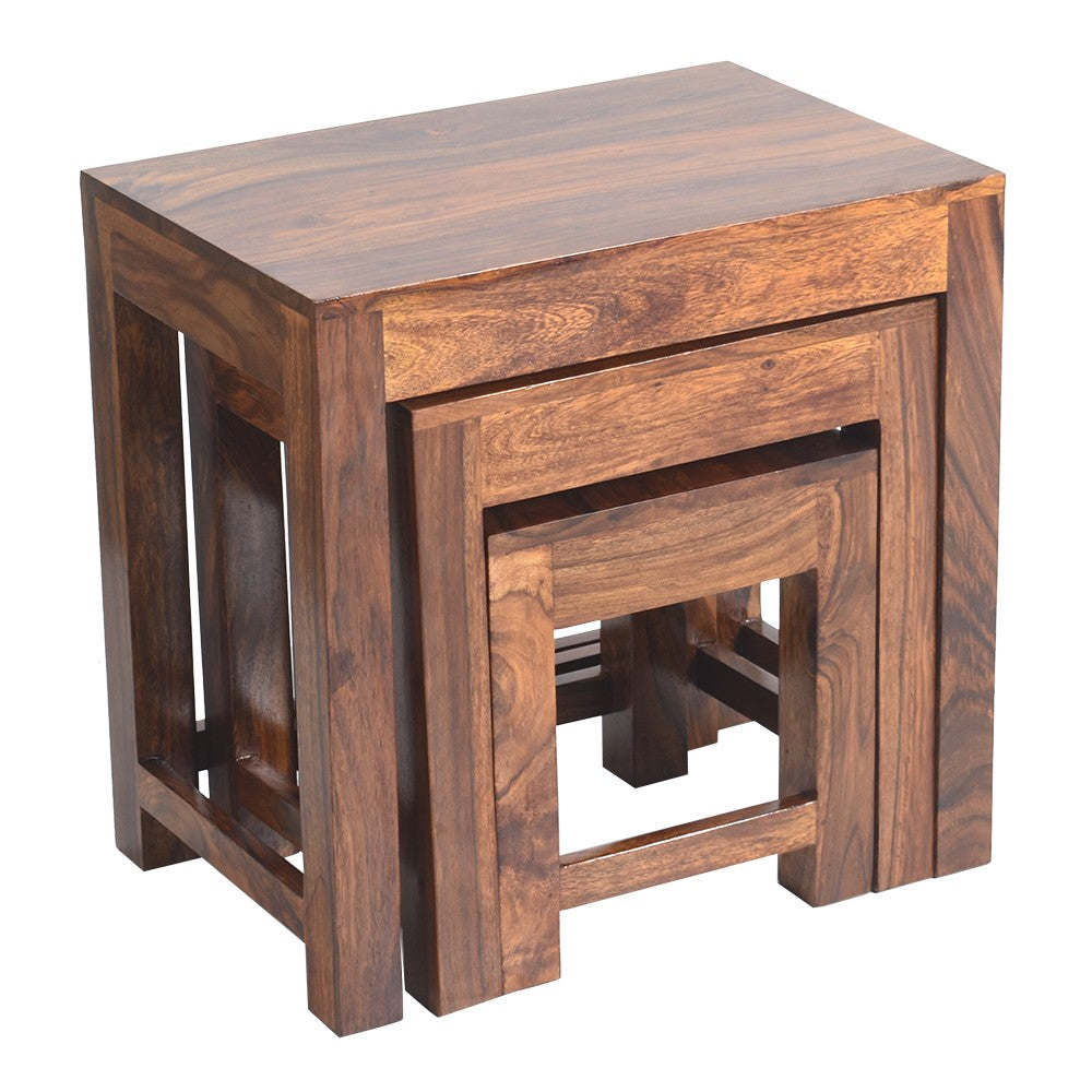 Hadassah Sheesham Wooden Stool set of 3
