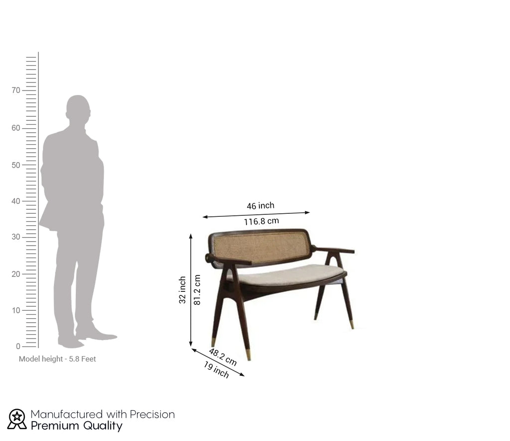 Justin Teak Wood Bench with Cushion Seating