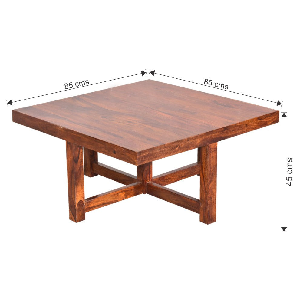 Araya Sheesham Wood Square Petlin Coffee Table with Four Stools