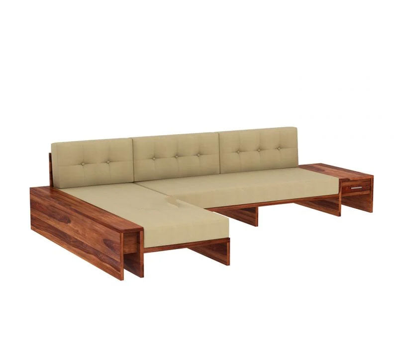 Lloyd L-Shaped Wooden Sofa with Side Storage Drawer