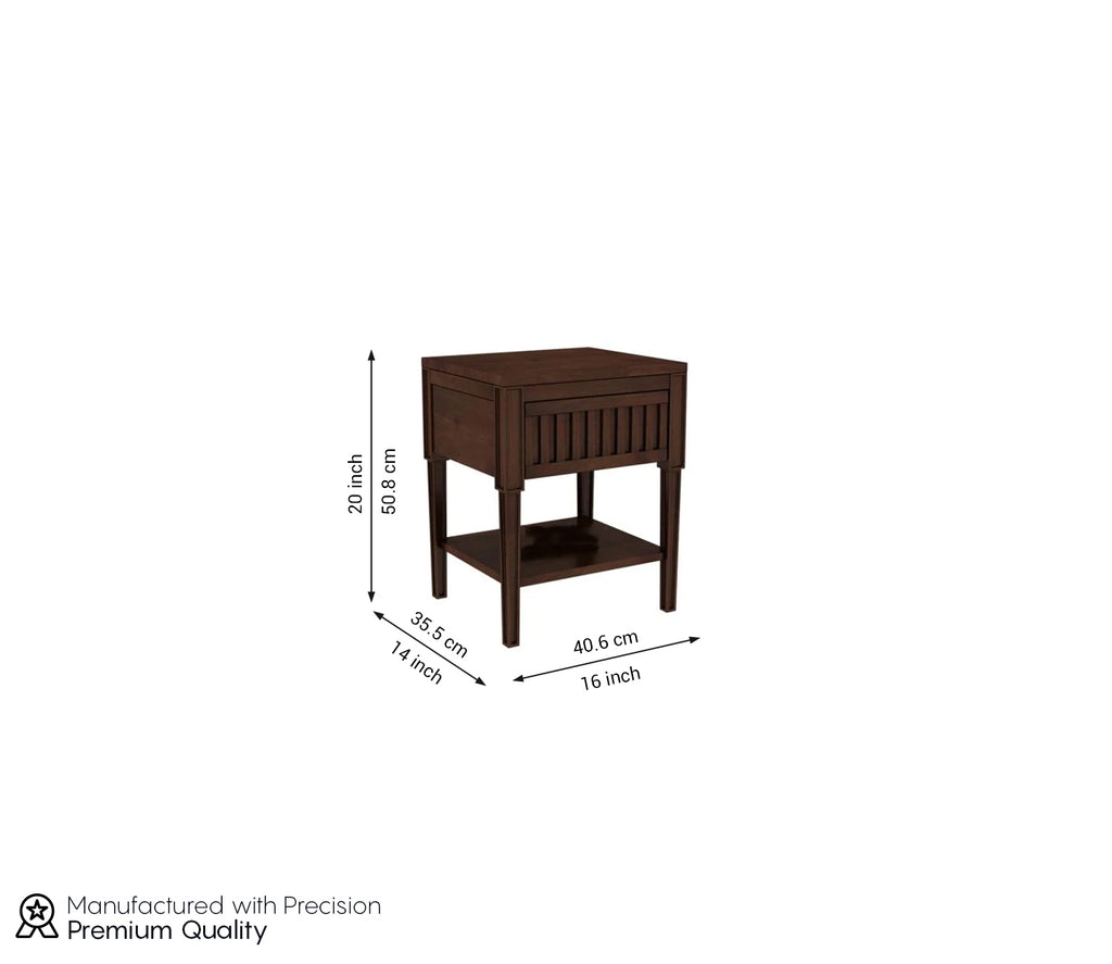 Mario Ash Wood Bedside Table With Storage