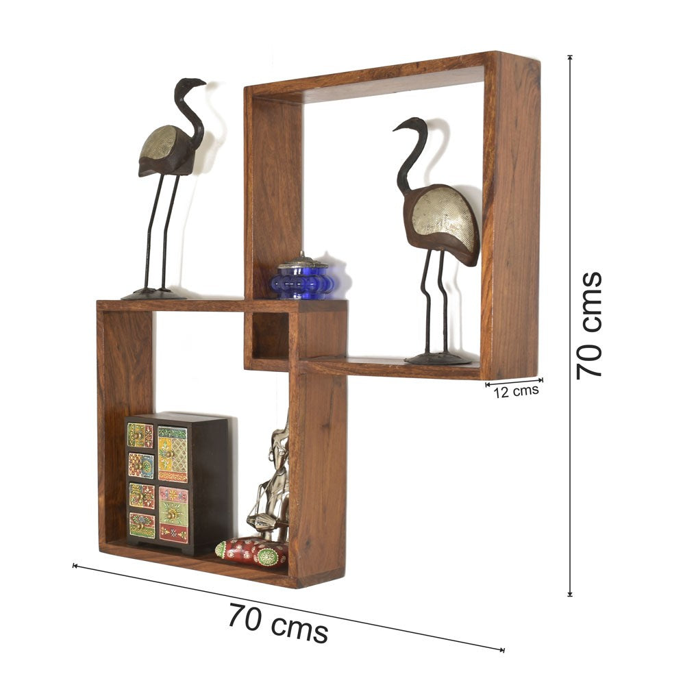 Makenna Sheesham Wooden Boxy Modular Wall Shelf