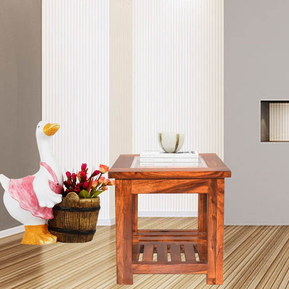 Mikayla Wooden Stacy Glass Top Peg Table