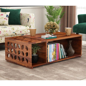 Jade Sheesham Wood Coffee Table with Open Storage 