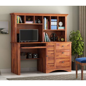 Isla Study Table with Storage Cabinet and Shelves 